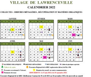 Calendrier collectes janv à juin 2022
