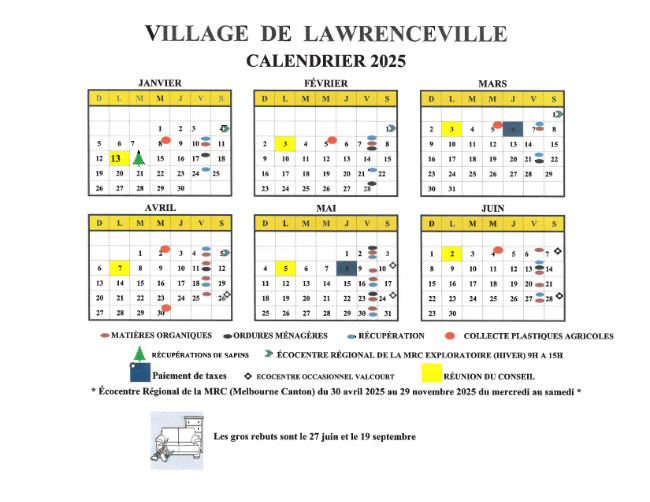 Calendrier des collectes 2025 (part 2)